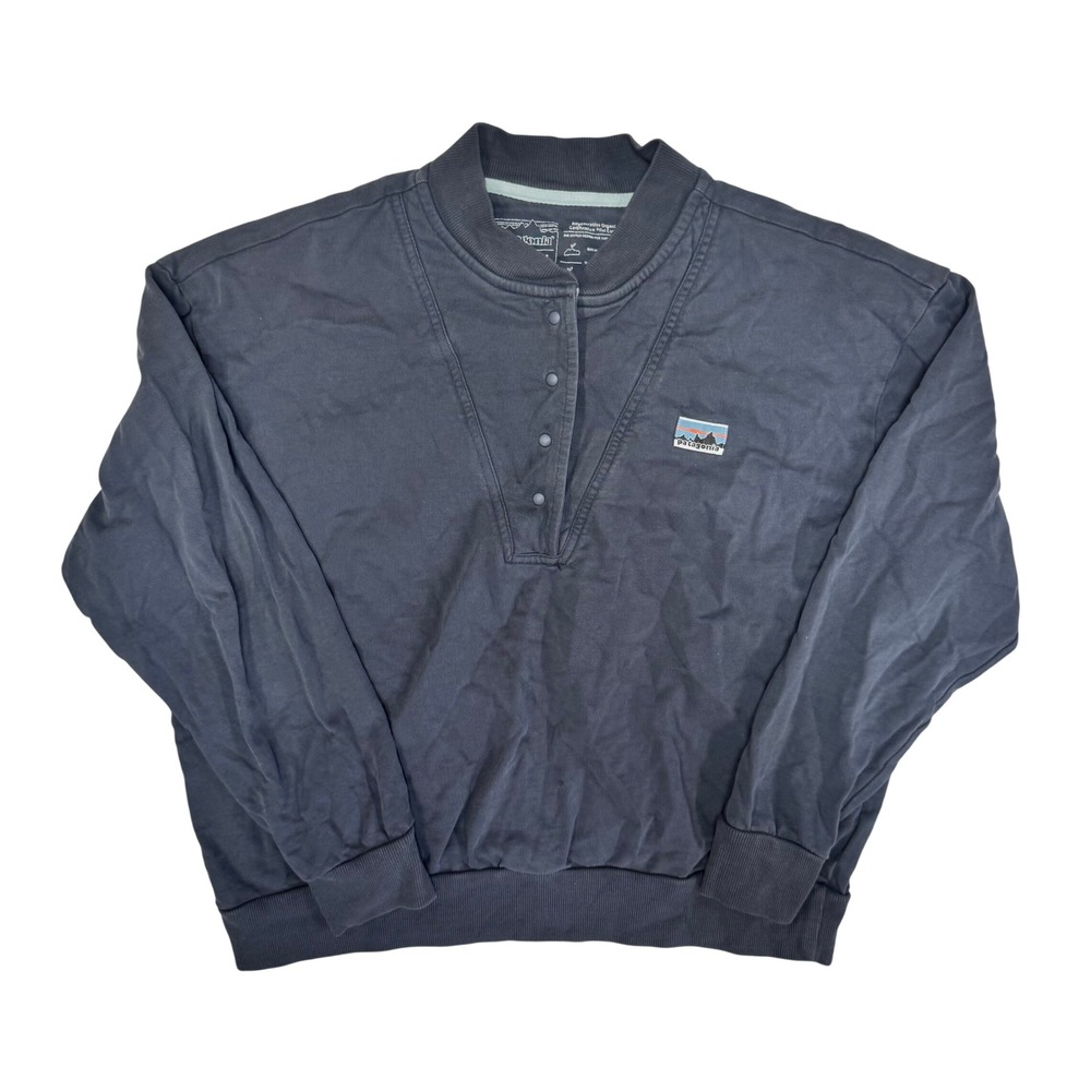 Patagonia Regenerative Organic Pilot Cotton Snap Sweatshirt Smolder Blue Large